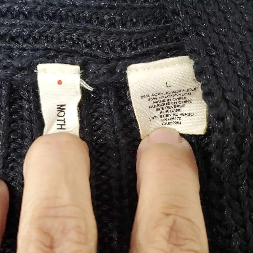 Moth By Anthropology Rib Knit Sweater Cardigan Black Large